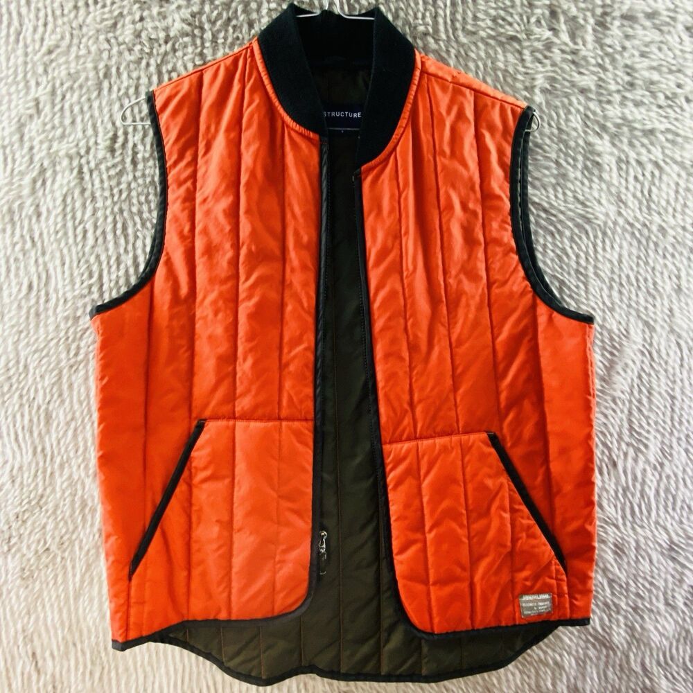 Structure Vintage Men's Small Full Zip Lined Utility Vest with Pockets